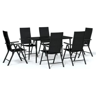 MAISONCHIC Garten-Esstisch-Set 7-tlg - Schwarz MAISONCHIC Garten-Esstisch-Set 7-tlg - Schwarz