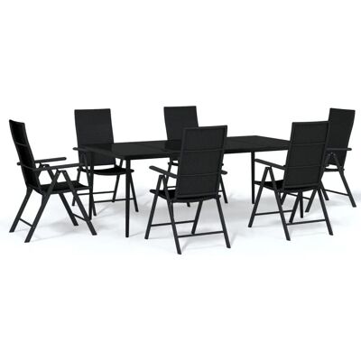 vidaXL Gartentisch-Set - 7-teiliges schwarzes Tisch- und Stuhlset vidaXL Gartentisch-Set - 7-teiliges schwarzes Tisch- und Stuhlset