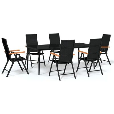 vidaXL 7-teiliges Gartentisch-Set - Schwarz vidaXL 7-teiliges Gartentisch-Set - Schwarz