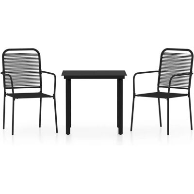 vidaXL Gartentisch- und Stuhl-Set Schwarz - 1 Tisch & 2 Stühle vidaXL Gartentisch- und Stuhl-Set Schwarz - 1 Tisch & 2 Stühle