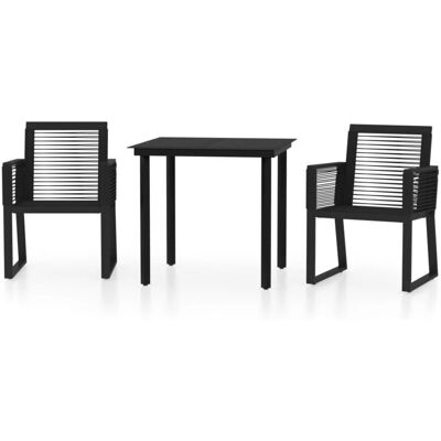vidaXL Garten-Essgruppe - Schwarz, 3-tlg, Stahl & Glas vidaXL Garten-Essgruppe - Schwarz, 3-tlg, Stahl & Glas