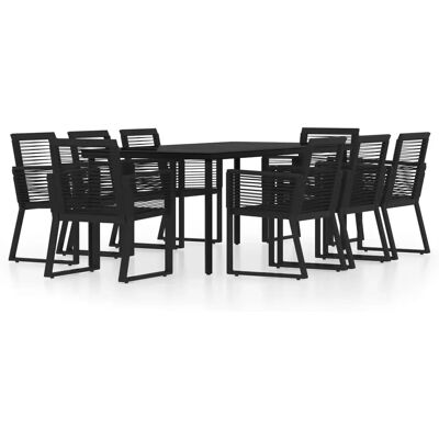 Maisonchic Garden Dining Set - 9 Piece Black - Outdoor Furniture Maisonchic Garden Dining Set - 9 Piece Black - Outdoor Furniture