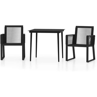 vidaXL Garten Essgruppe - 3-teilig, Schwarz - Gartentisch und Stühle vidaXL Garten Essgruppe - 3-teilig, Schwarz - Gartentisch und Stühle