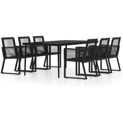 vidaXL Gartentisch-Set 7 Stück Schwarz Outdoor Tisch und Stühle - Gartentischset vidaXL Gartentisch-Set 7 Stück Schwarz Outdoor Tisch und Stühle - Gartentischset