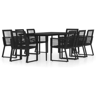Maisonchic Juego de comedor de jardín 9 piezas - Negro Maisonchic Juego de comedor de jardín 9 piezas - Negro