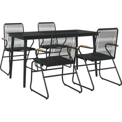Maisonchic - Garden Dining Set 5 pcs Black PVC Rattan Maisonchic - Garden Dining Set 5 pcs Black PVC Rattan