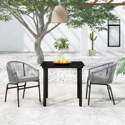 Maisonchic - Gartentisch-Set 3 Teile Grau - Garten Tisch & Stühle Maisonchic - Gartentisch-Set 3 Teile Grau - Garten Tisch & Stühle