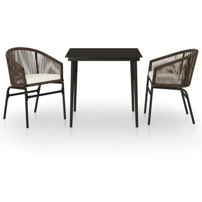 MAISONCHIC Stahl-Garten-Essgruppe - 3-teilig Braun MAISONCHIC Stahl-Garten-Essgruppe - 3-teilig Braun