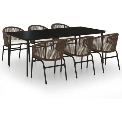 Maisonchic Gartentisch-Set - Stahl, Glas, Rattan - 7 Stück Maisonchic Gartentisch-Set - Stahl, Glas, Rattan - 7 Stück