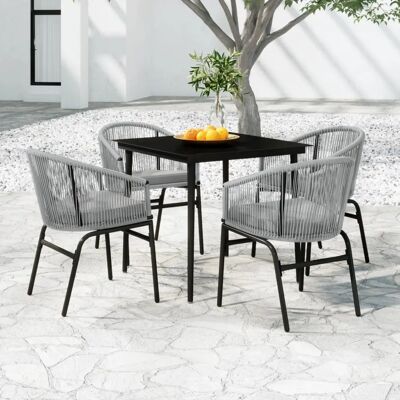 Maisonchic Gartentisch-Set - 5-teiliges Rattan-Grau Maisonchic Gartentisch-Set - 5-teiliges Rattan-Grau
