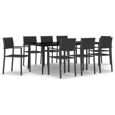 Maisonchic - Set da pranzo da giardino 9 pezzi - Nero - Mobili da esterno Maisonchic - Set da pranzo da giardino 9 pezzi - Nero - Mobili da esterno