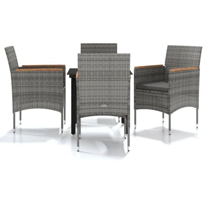 Juego de comedor de jardín Maisonchic - Gris y Negro - 5 Piezas Juego de comedor de jardín Maisonchic - Gris y Negro - 5 Piezas