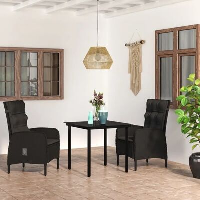 vidaXL Gartentisch-Set - Stahlrahmen, Wasserfestes Rattan, Glastisch vidaXL Gartentisch-Set - Stahlrahmen, Wasserfestes Rattan, Glastisch