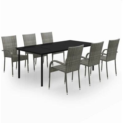 Maisonchic Gartentisch-Set - Grau und Schwarz - 7 Teile Maisonchic Gartentisch-Set - Grau und Schwarz - 7 Teile