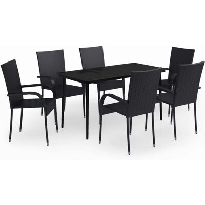 MAISONCHIC Set da Pranzo da Giardino - 7 pz Nero MAISONCHIC Set da Pranzo da Giardino - 7 pz Nero
