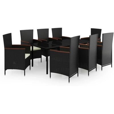 MAISONCHIC Gartentisch-Set - Stahl, Rattan, Glas - 9 Stück MAISONCHIC Gartentisch-Set - Stahl, Rattan, Glas - 9 Stück