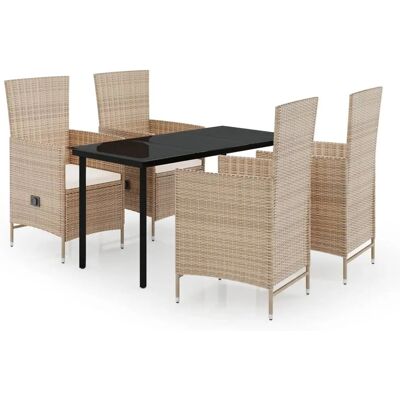 vidaXL Garten-Esstisch-Set 5-tlg. Beige - Gartentisch und Stühle vidaXL Garten-Esstisch-Set 5-tlg. Beige - Gartentisch und Stühle
