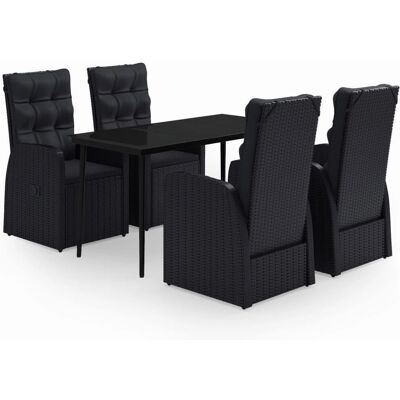 Maisonchic Gartentisch-Set - Schwarz, 5 Stück, Tisch, Stühle, Kissen Maisonchic Gartentisch-Set - Schwarz, 5 Stück, Tisch, Stühle, Kissen