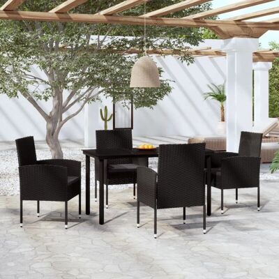 Maisonchic Garten Esstisch-Set - Stahl, Glas, Kissen - Außenmöbel Maisonchic Garten Esstisch-Set - Stahl, Glas, Kissen - Außenmöbel