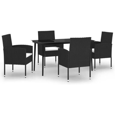 MaisonChic Gartentisch-Set - Schwarz, Stahl, Glas, 5 Stk MaisonChic Gartentisch-Set - Schwarz, Stahl, Glas, 5 Stk
