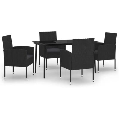 Maisonchic Have Spisebord sæt - Stål, Rattan, Glas - 5 stk Maisonchic Have Spisebord sæt - Stål, Rattan, Glas - 5 stk
