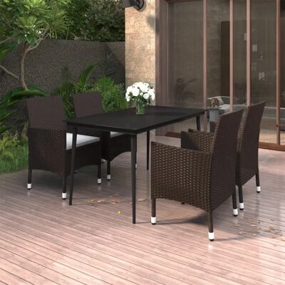 Maisonchic Garten Essgruppe - 5 Stück, Rattan, Glas Maisonchic Garten Essgruppe - 5 Stück, Rattan, Glas