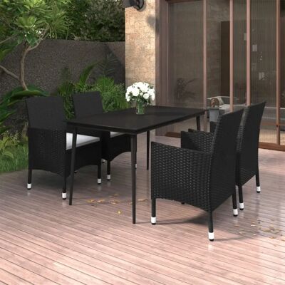 Set da Pranzo da Giardino Maisonchic - 5 pz con Cuscini & Vetro Set da Pranzo da Giardino Maisonchic - 5 pz con Cuscini & Vetro