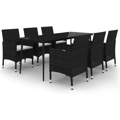 Maisonchic Garten Essgruppe mit Kissen - Wetterfester Rattan Maisonchic Garten Essgruppe mit Kissen - Wetterfester Rattan