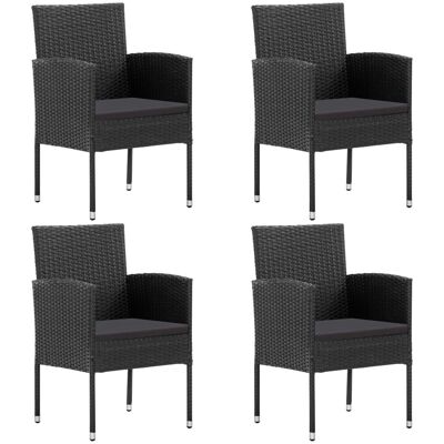VidaXL Gartenstuhl - Polyrattan, Stahl, Schwarz, 4 Stk. VidaXL Gartenstuhl - Polyrattan, Stahl, Schwarz, 4 Stk.