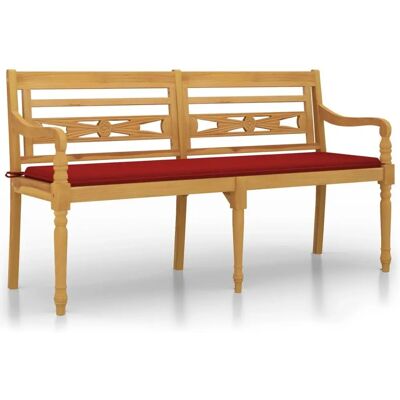 Ławka z drewna Batavia od Maisonchic - Czerwony poduszka - 150cm Meble ogrodowe Ławka z drewna Batavia od Maisonchic - Czerwony poduszka - 150cm Meble ogrodowe
