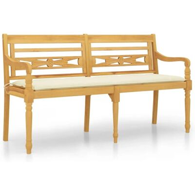 VidaXL Ławka Ogrodowa Teak - Naturalna, Odporna na Warunki Atmosferyczne, Z Poduszką VidaXL Ławka Ogrodowa Teak - Naturalna, Odporna na Warunki Atmosferyczne, Z Poduszką