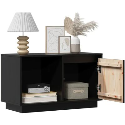vidaXL Massives Kiefernholz TV-Schrank - Fernsehschrank - Schwarz - 74x35x44 cm vidaXL Massives Kiefernholz TV-Schrank - Fernsehschrank - Schwarz - 74x35x44 cm