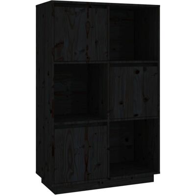 vidaXL Schwarzer Kiefernholz Highboard - Wohnzimmer Schrank vidaXL Schwarzer Kiefernholz Highboard - Wohnzimmer Schrank