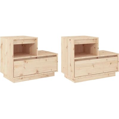 vidaXL Nachttisch - Massives Kiefern Nachtschrank mit Schublade vidaXL Nachttisch - Massives Kiefern Nachtschrank mit Schublade