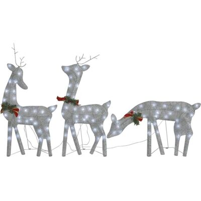 vidaXL Weihnachtsrentier Familie Silber Kalt Weiß Mesh Xmas Leuchtendes Rentier - Weihnachtsdeko vidaXL Weihnachtsrentier Familie Silber Kalt Weiß Mesh Xmas Leuchtendes Rentier - Weihnachtsdeko