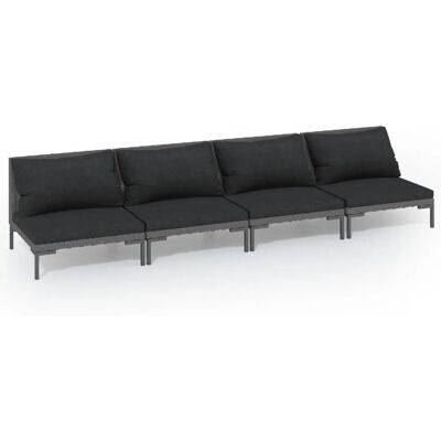 vidaXL Gartenmöbel-Set - Dunkelgrau - Lounge 4-tlg. vidaXL Gartenmöbel-Set - Dunkelgrau - Lounge 4-tlg.