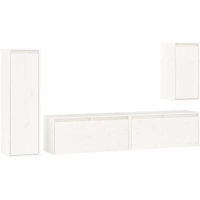 vidaXL 3100230 TV-Schrank - Modernes Weißes Kiefern-Set 4-teilig vidaXL 3100230 TV-Schrank - Modernes Weißes Kiefern-Set 4-teilig