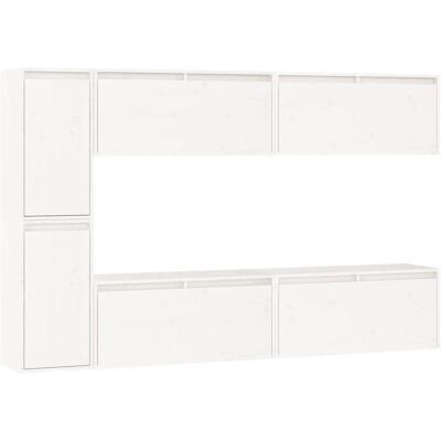 vidaXL 3100235 Weißes Kiefern-TV-Schrank - Wandmontiertes Entertainment-Center vidaXL 3100235 Weißes Kiefern-TV-Schrank - Wandmontiertes Entertainment-Center