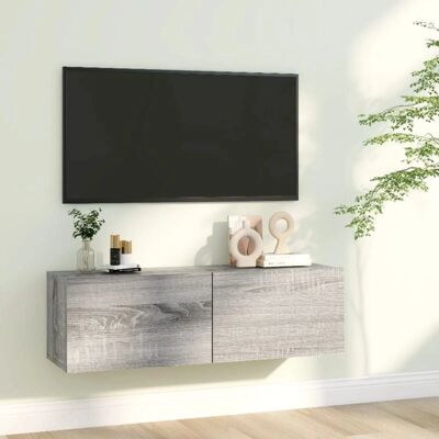 vidaXL Grauer Sonoma Wandmontiertes TV-Schrank - 100x30x30 cm vidaXL Grauer Sonoma Wandmontiertes TV-Schrank - 100x30x30 cm