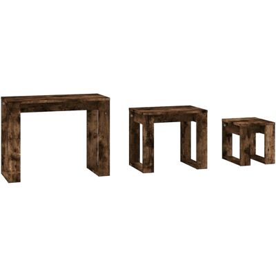 vidaXL 3er Nesting-Tische in Braun Eiche - Beistelltische vidaXL 3er Nesting-Tische in Braun Eiche - Beistelltische