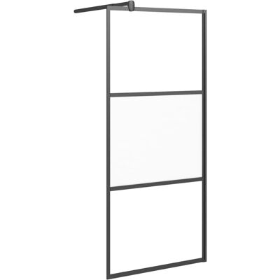 vidaXL Ściana prysznicowa walk-in - 90x195 cm, Czarna, Bezpieczne ESG Szkło vidaXL Ściana prysznicowa walk-in - 90x195 cm, Czarna, Bezpieczne ESG Szkło