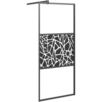 vidaXL Walk-in Duschwand 80x195cm ESG Glas mit Stein-Design Schwarz - Duschwand vidaXL Walk-in Duschwand 80x195cm ESG Glas mit Stein-Design Schwarz - Duschwand