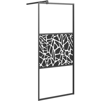 vidaXL Schwarzer Steinmuster 90x195cm ESG Walk-in Duschewand vidaXL Schwarzer Steinmuster 90x195cm ESG Walk-in Duschewand
