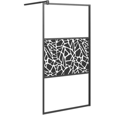 vidaXL Walk-in Duschwand 100x195cm ESG Glas mit Stein Design Schwarz - Duschwand vidaXL Walk-in Duschwand 100x195cm ESG Glas mit Stein Design Schwarz - Duschwand