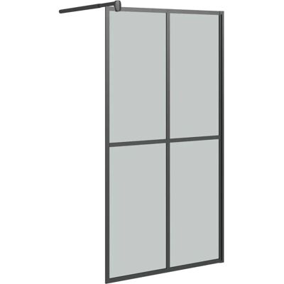 vidaXL Parete doccia senza porta nera 100x195cm in vetro ESG vidaXL Parete doccia senza porta nera 100x195cm in vetro ESG