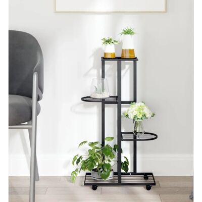 vidaXL 4-Etagen Blumenständer mit Rädern - Pflanzregal - Eisen vidaXL 4-Etagen Blumenständer mit Rädern - Pflanzregal - Eisen