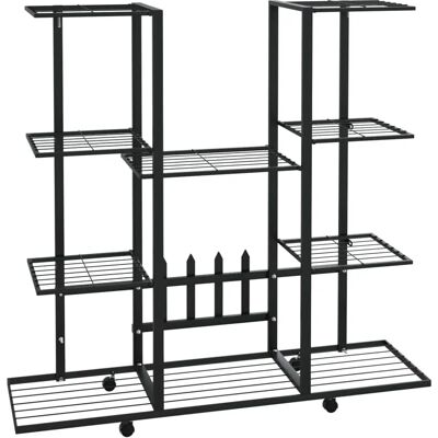 vidaXL Hoher Pflanzständer mit Rädern - 94,5cm - Schwarz vidaXL Hoher Pflanzständer mit Rädern - 94,5cm - Schwarz