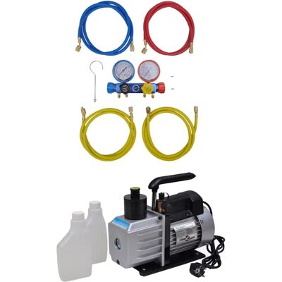 vidaXL Vacuüm Pomp met 4-weg Manometer Set - Airconditioning vidaXL Vacuüm Pomp met 4-weg Manometer Set - Airconditioning