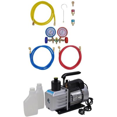 Bomba de vacío vidaXL con conjunto de manómetros de 2 vías - Herramienta de aire acondicionado Bomba de vacío vidaXL con conjunto de manómetros de 2 vías - Herramienta de aire acondicionado