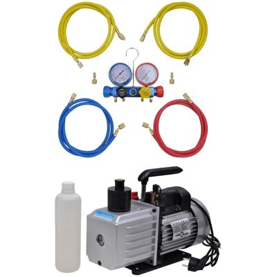 Bomba de vacío vidaXL 100 L/min con conjunto de manómetro de 4 vías - Bomba de vacío Bomba de vacío vidaXL 100 L/min con conjunto de manómetro de 4 vías - Bomba de vacío